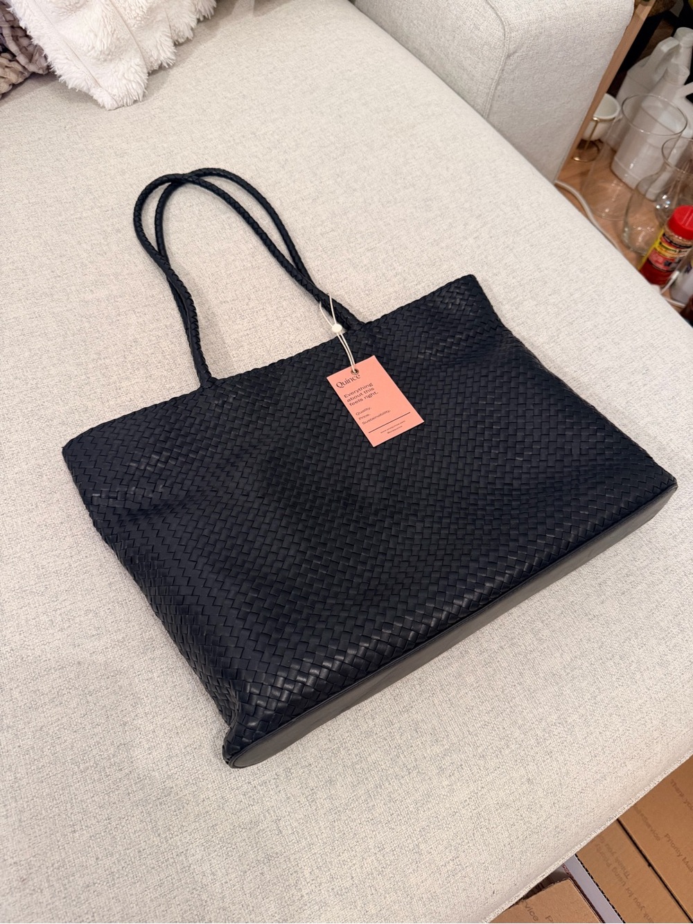 Quince Italian Leather Handwoven Tote Bag - Picture 6 of 11